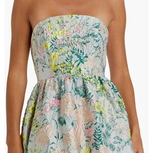 Mac Duggal Strapless Dress with Floral Embroidery